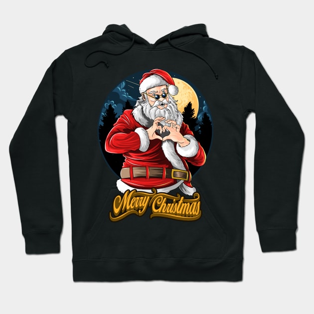 Merry Christmas Santa clause with love on hands sign Hoodie by YousifAzeez